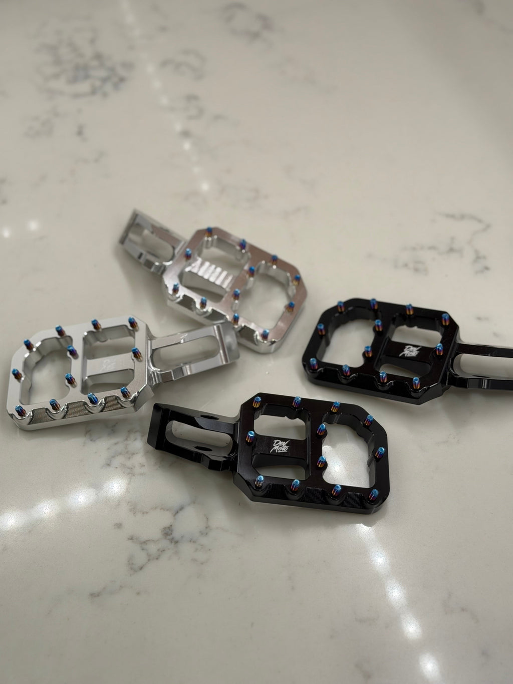 CNC e-moto foot peg platform and grip pins