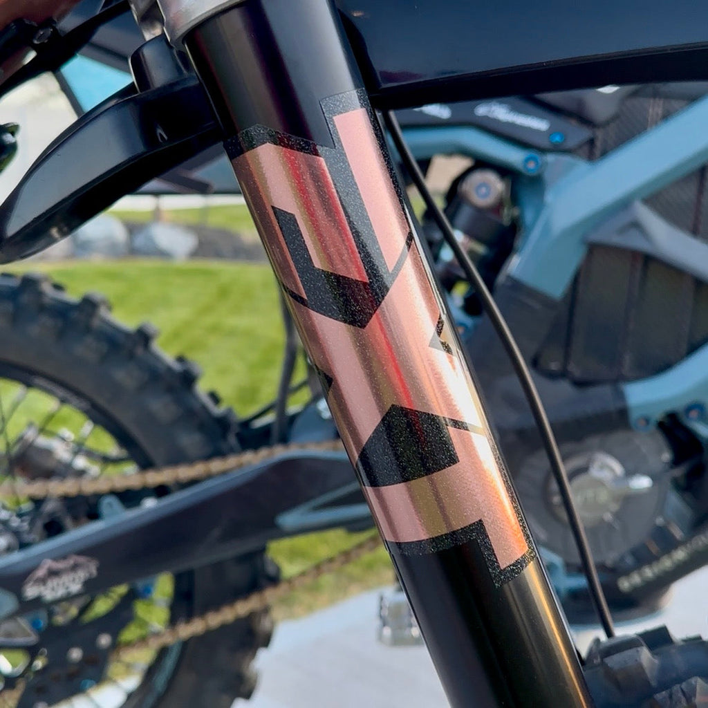 EXT fork tube decals for e-moto builds