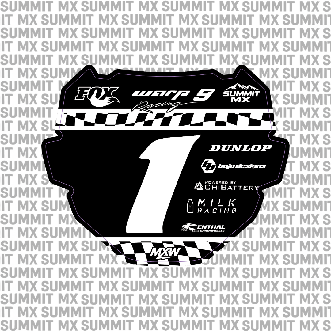 Checkered e-moto number plate graphics