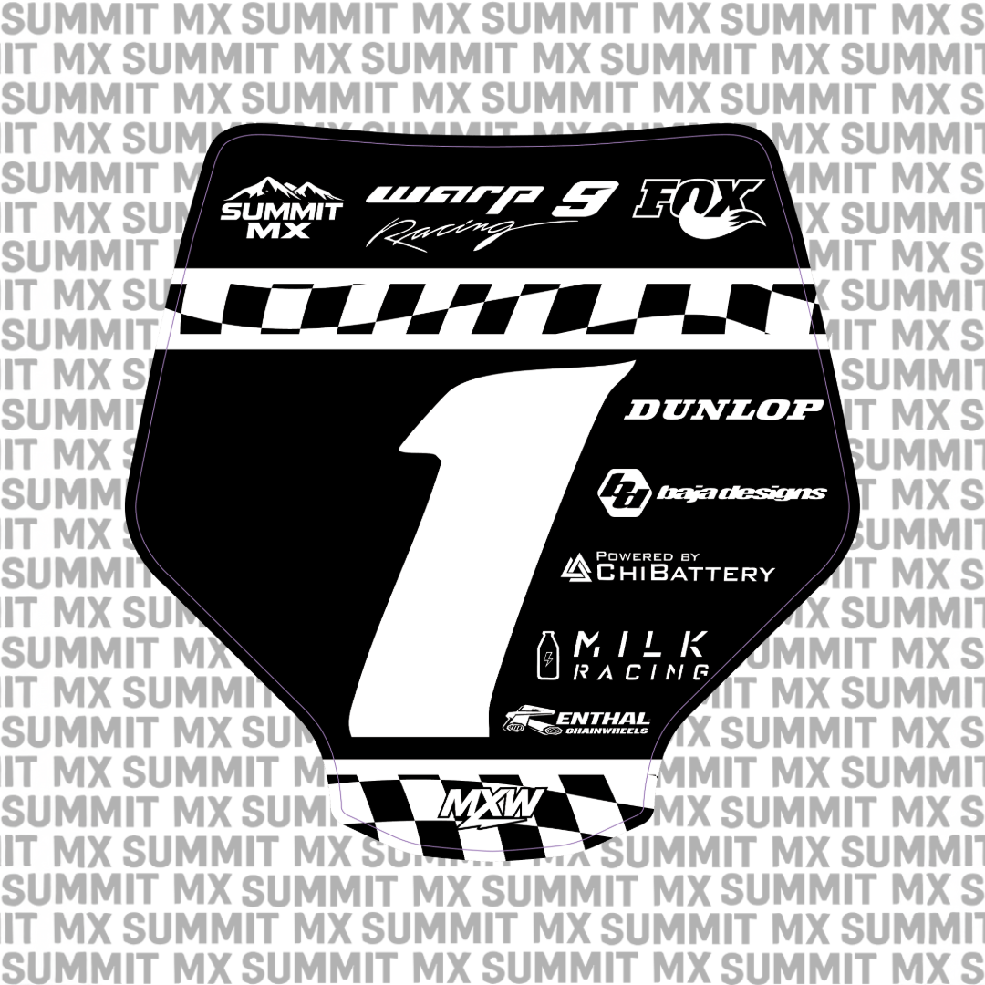 E-moto checkered number plate graphic