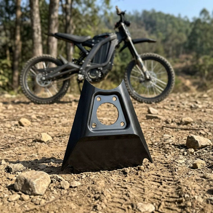 Black Heybike Villain ignition cover pictured outdoors with e-moto