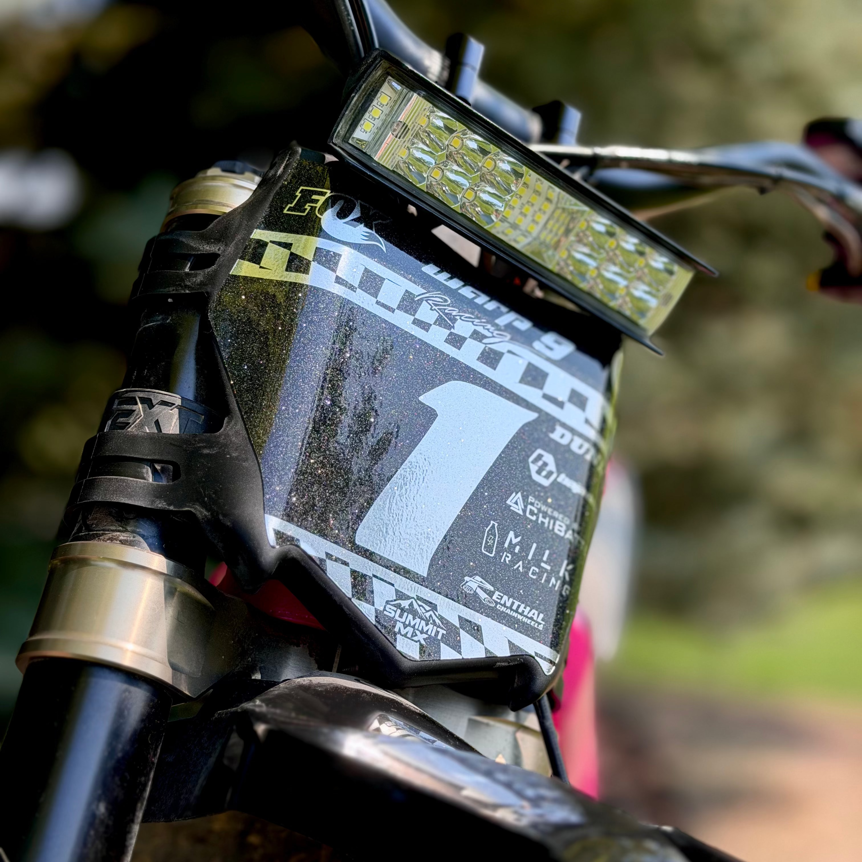 Finish Line checkered e-moto number plate decal