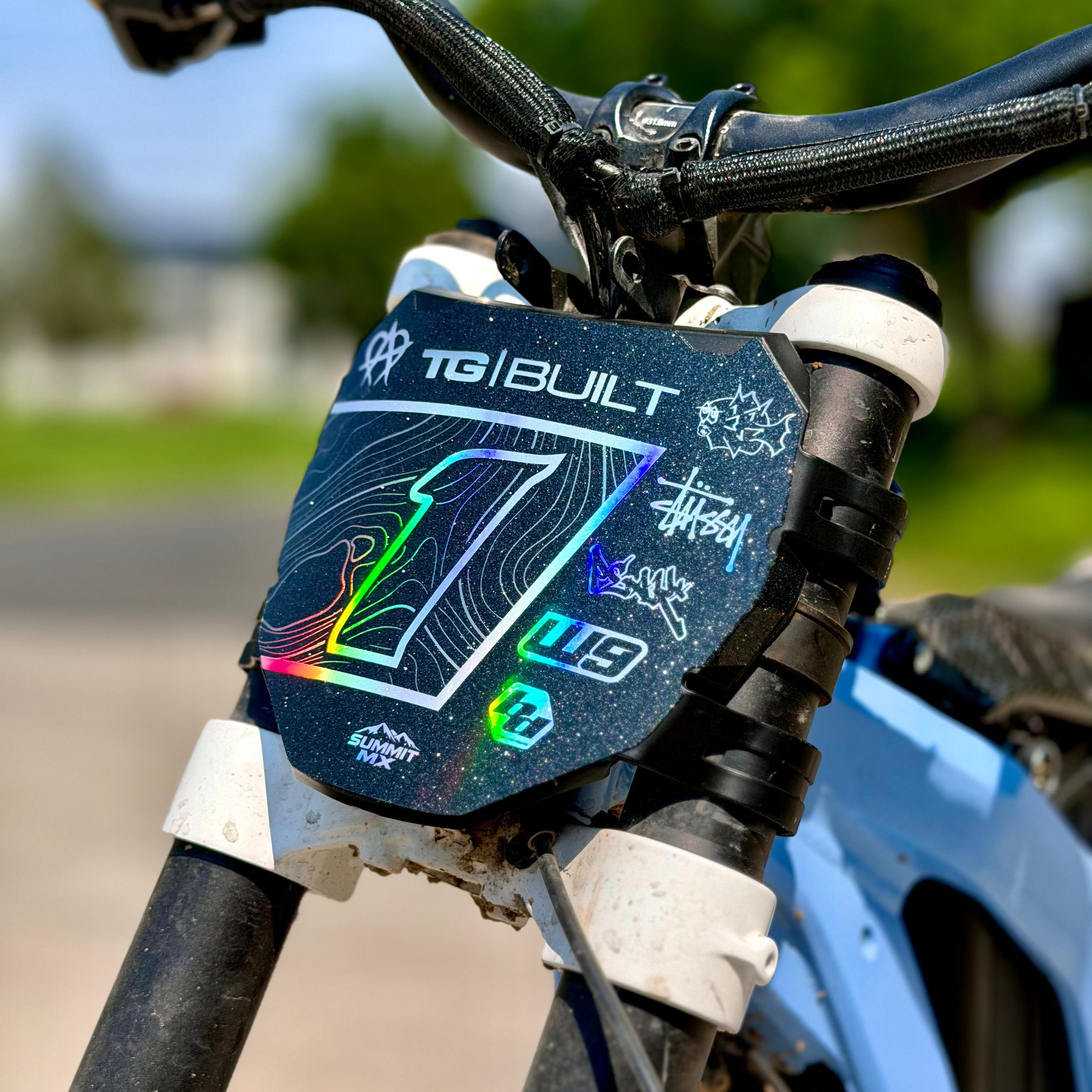 Switchback topographic e-moto number plate decal