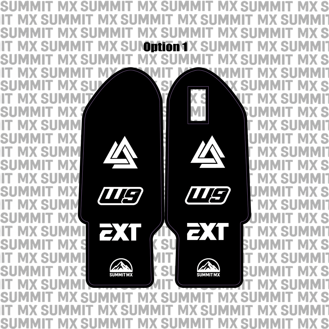 EXT fork guard graphics for electric dirt bikes
